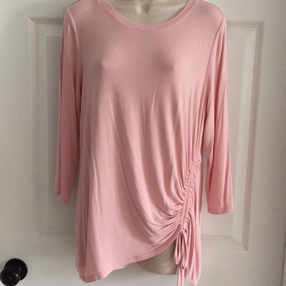 New Directions Pink Ruched Top L